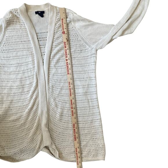 Gap Cardigan Women's Size Large Beige Open Knit Cotton Blend Boho Coastal Long - Picture 8 of 10